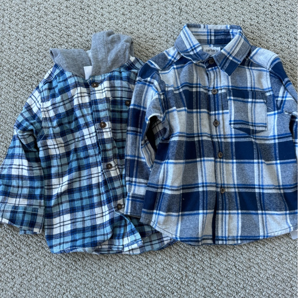 Carter's Blue and Gray Plaid Button Down Shirts